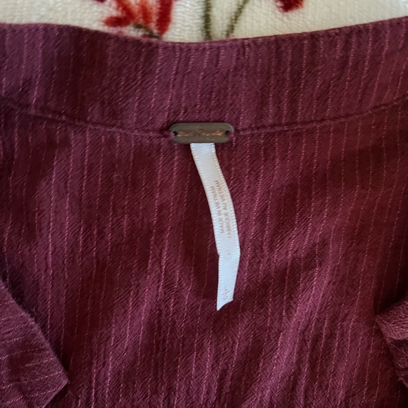 Women's Ruffled Maroon Dress - Picture 2 of 5